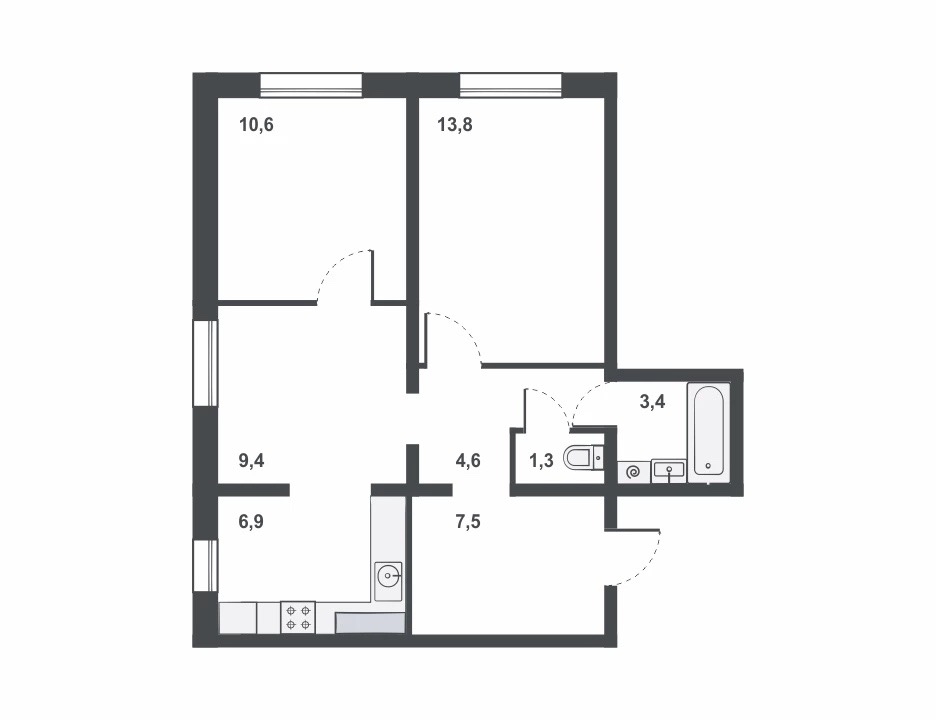 планировка квартиры 58 м2